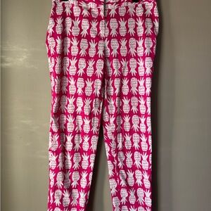 Pappagallo Pink and White Pineapple Print Cropped Pants